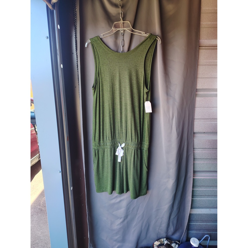 Time and Tru Womens‎ XL Knit Romper Olive Green Bay Leaf Sleeveless Heathered
